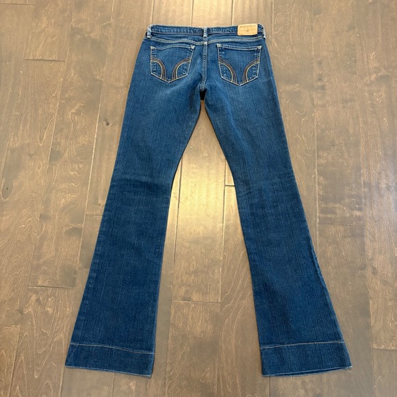 Hollister Flare Jeans 26x32 Size 3 Dark Wash Super Low Rise Stretch Y2K Denim - Picture 9 of 16